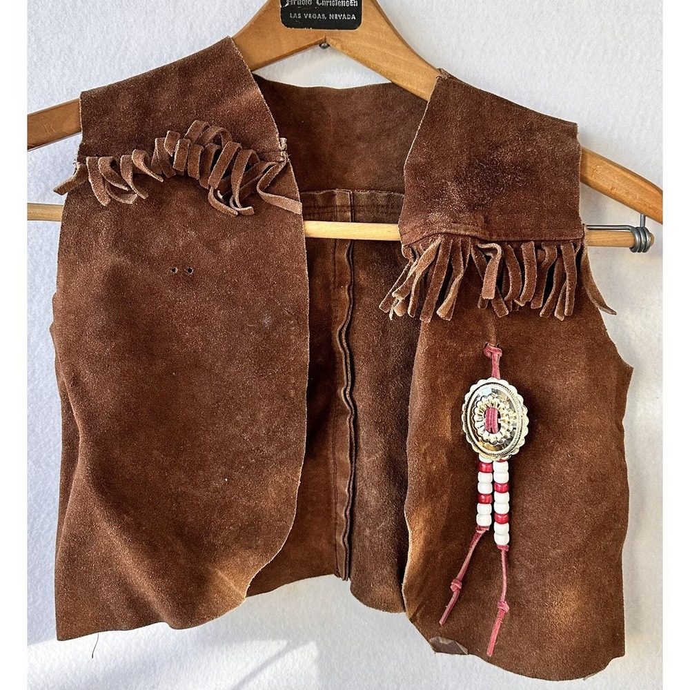 VTG Suede Western Cowboy Vest Kid's M Cosplay